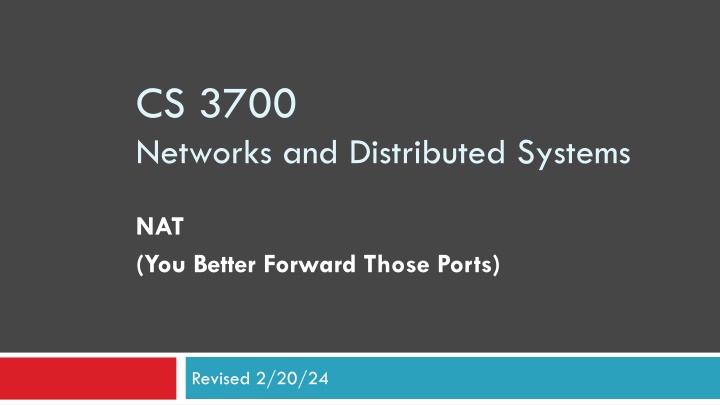 cs 3700 networks and distributed systems n.w