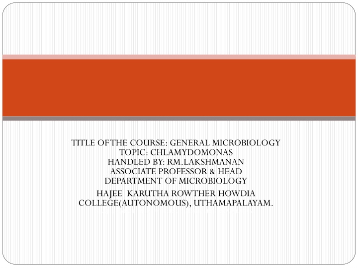 title of the course general microbiology topic n.w