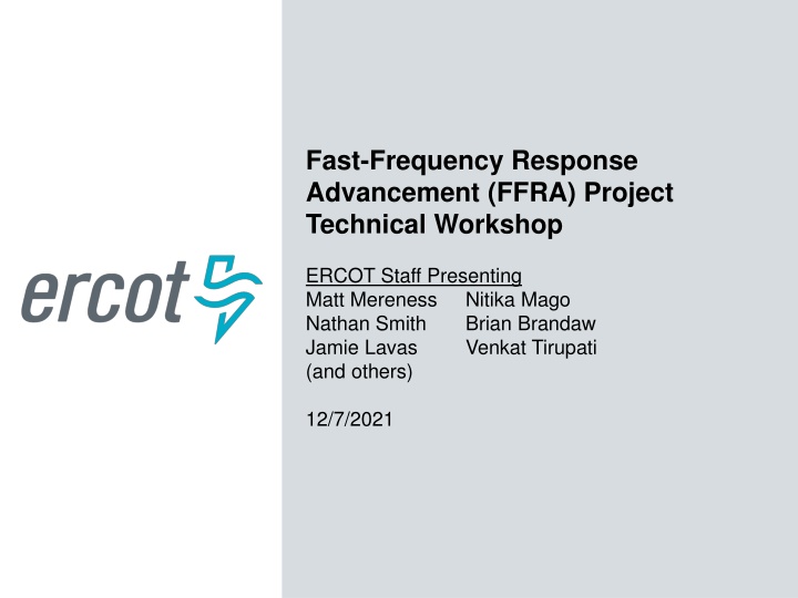 fast frequency response advancement ffra project n.w