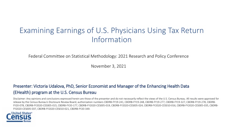 examining earnings of u s physicians using n.w
