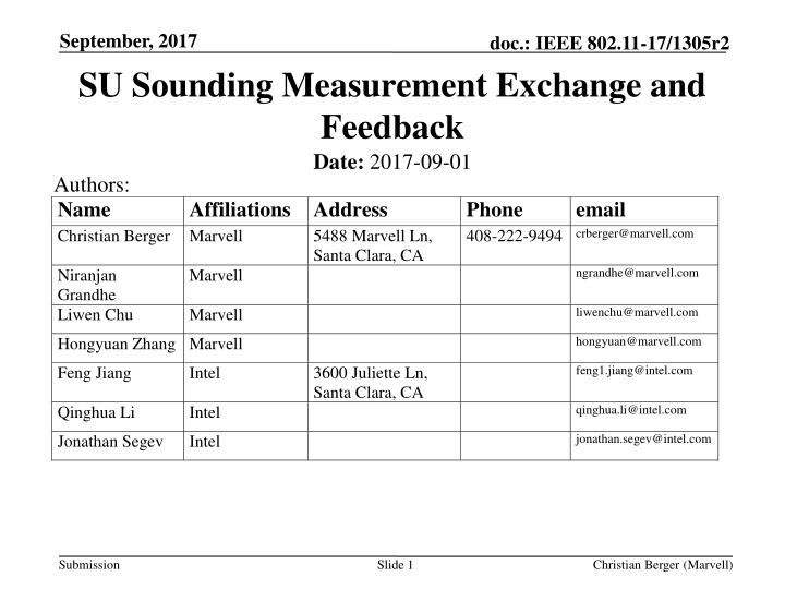september 2017 su sounding measurement exchange n.w