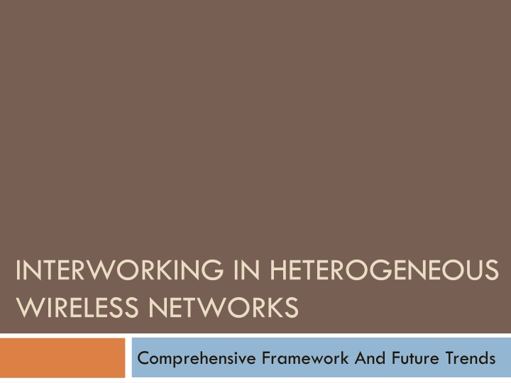 interworking in heterogeneous wireless networks n.w