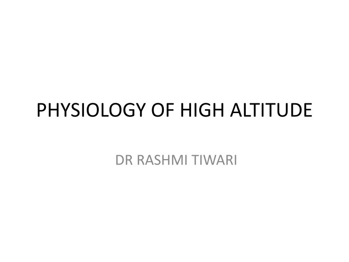 physiology of high altitude n.w