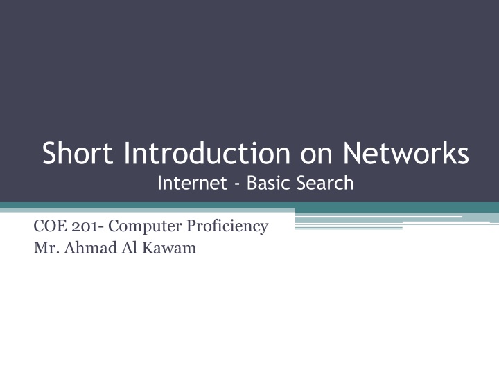 short introduction on networks internet basic n.w