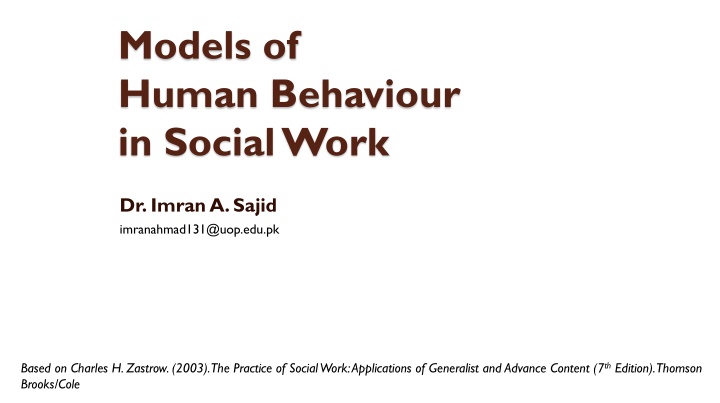 models of human behaviour in social work n.w