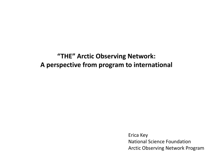 the arctic observing network a perspective from n.w