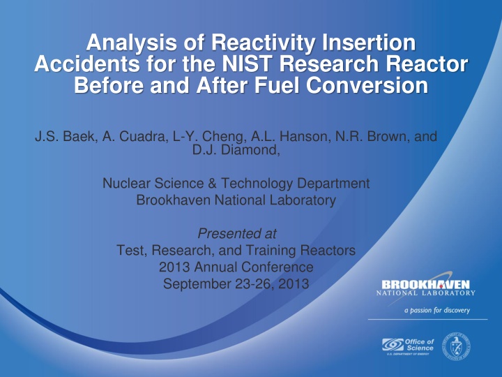 analysis of reactivity insertion accidents n.w