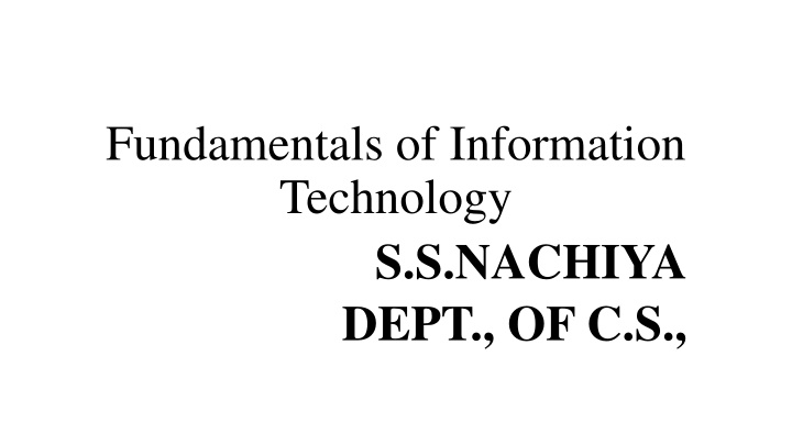 fundamentals of information technology n.w