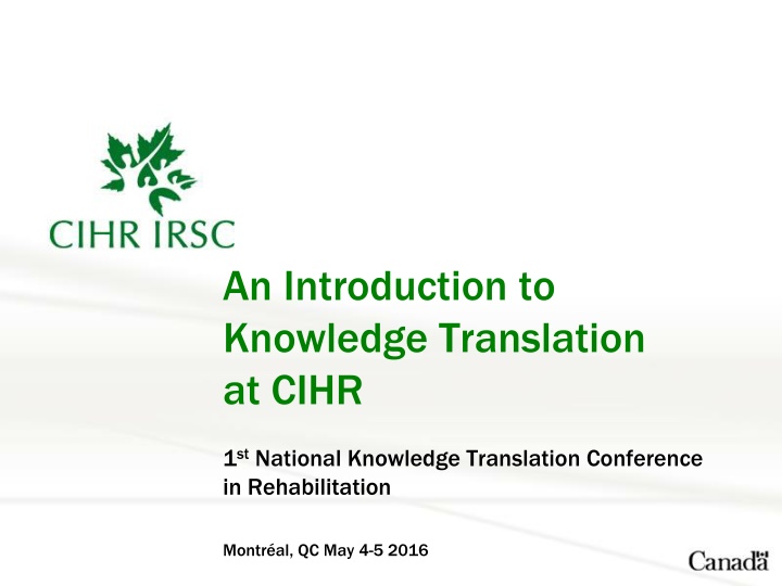 an introduction to knowledge translation at cihr n.w