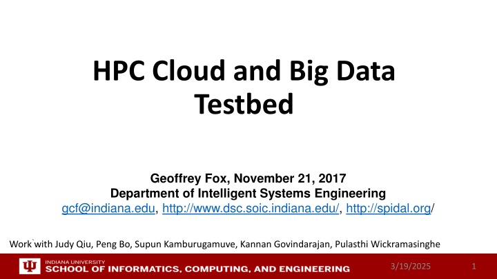 hpc cloud and big data testbed n.w