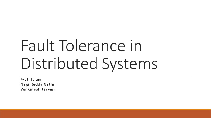 fault tolerance in distributed systems n.w