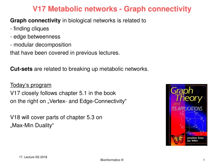 v17 metabolic networks graph connectivity n.w