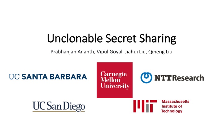 unclonable secret sharing unclonable secret n.w