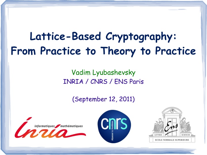 lattice based cryptography from practice n.w
