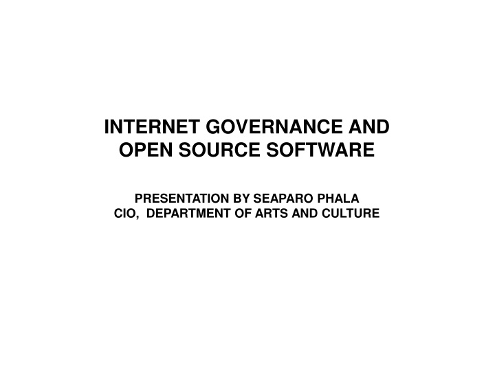 internet governance and open source software n.w