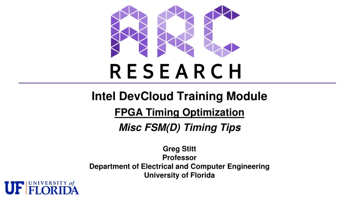 intel devcloud training module fpga timing n.w