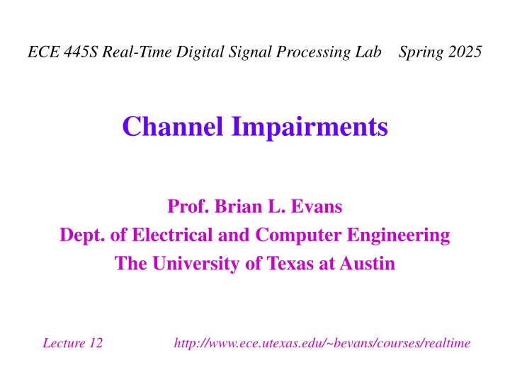 ece 445s real time digital signal processing n.w