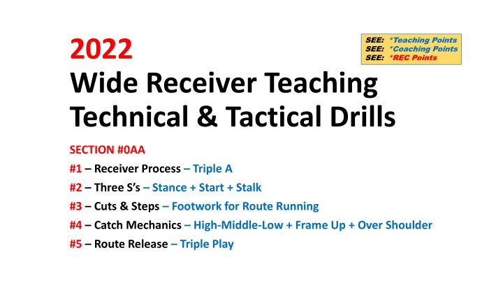 see teaching points see coaching points n.w