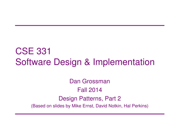cse 331 software design implementation n.w