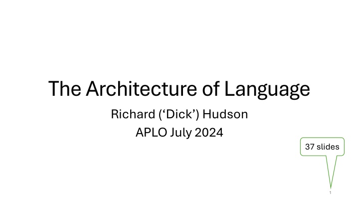the architecture of language richard dick hudson n.w