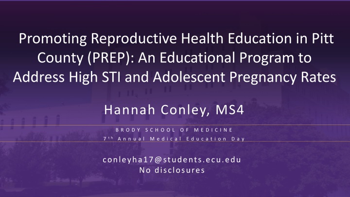 promoting reproductive health education in pitt n.w