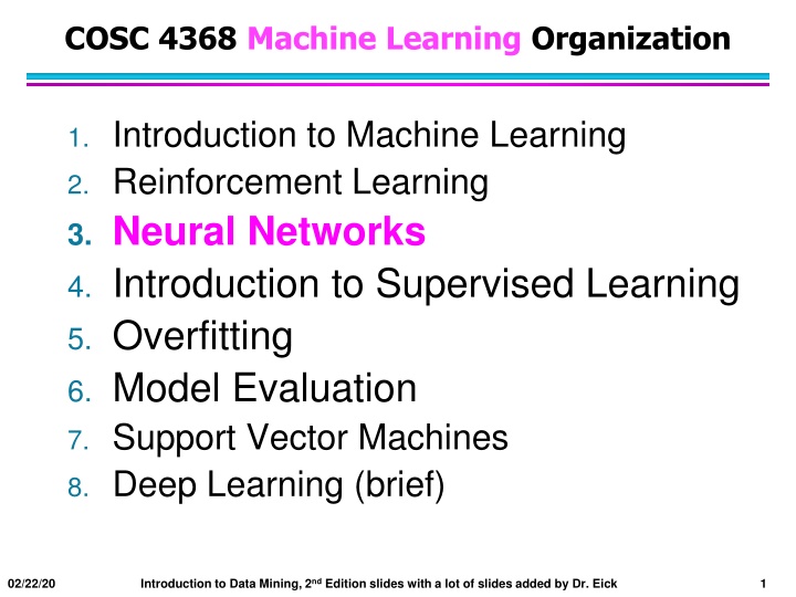 cosc 4368 machine learning organization n.w