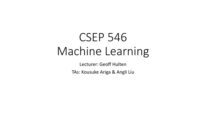 csep 546 machine learning n.w