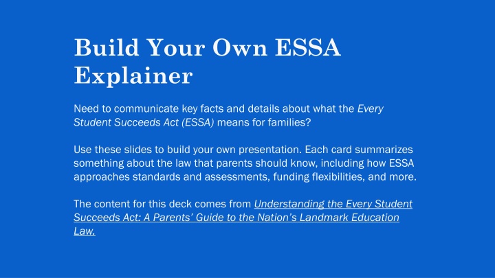 build your own essa explainer n.w