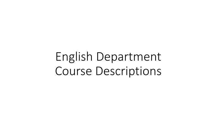 english department course descriptions n.w