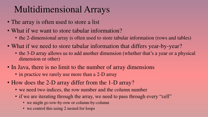 multidimensional arrays n.w