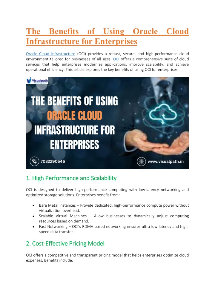the benefits of using oracle cloud infrastructure n.w