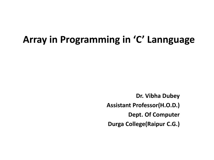 Introduction to Arrays in Programming in C Language