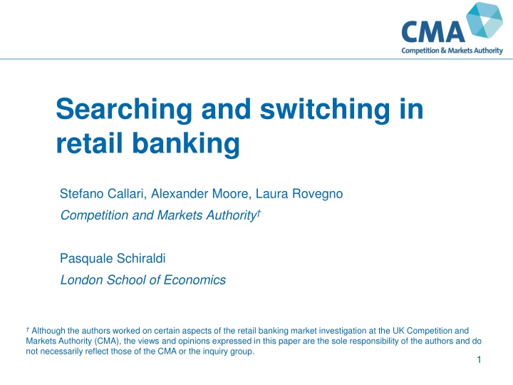 searching and switching in retail banking n.w
