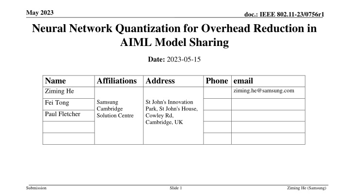 may 2023 neural network quantization for overhead n.w