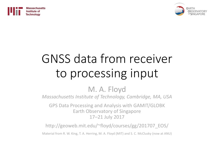 gnss data from receiver to processing input n.w