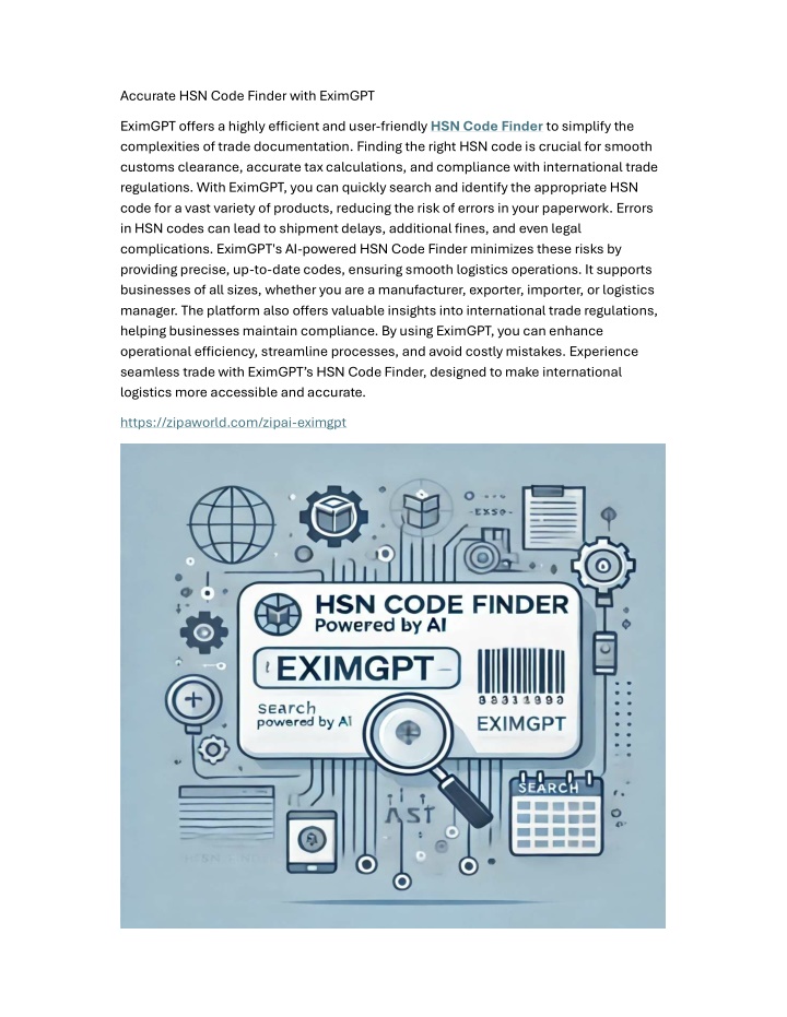 accurate hsn code finder with eximgpt n.w