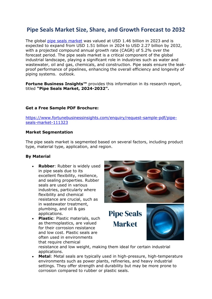 pipe seals market size share and growth forecast n.w