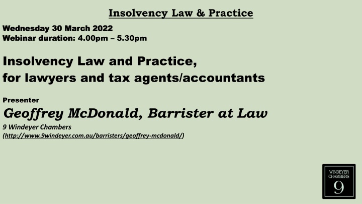 insolvency law practice n.w
