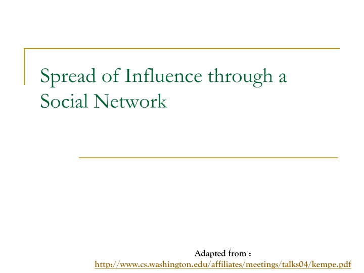 spread of influence through a social network n.w
