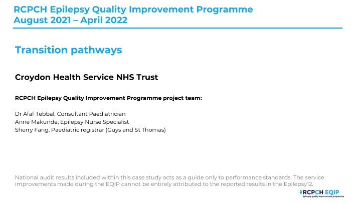 rcpch epilepsy quality improvement programme n.w