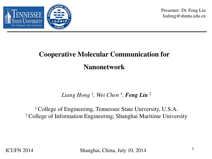 presenter dr feng liu liufeng@shmtu edu cn n.w