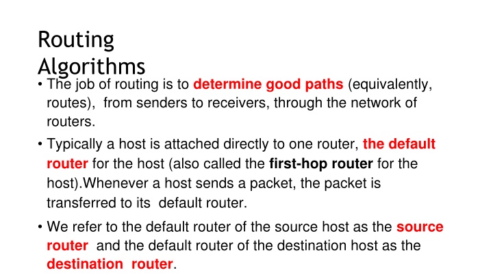 routing algorithms the job of routing n.w