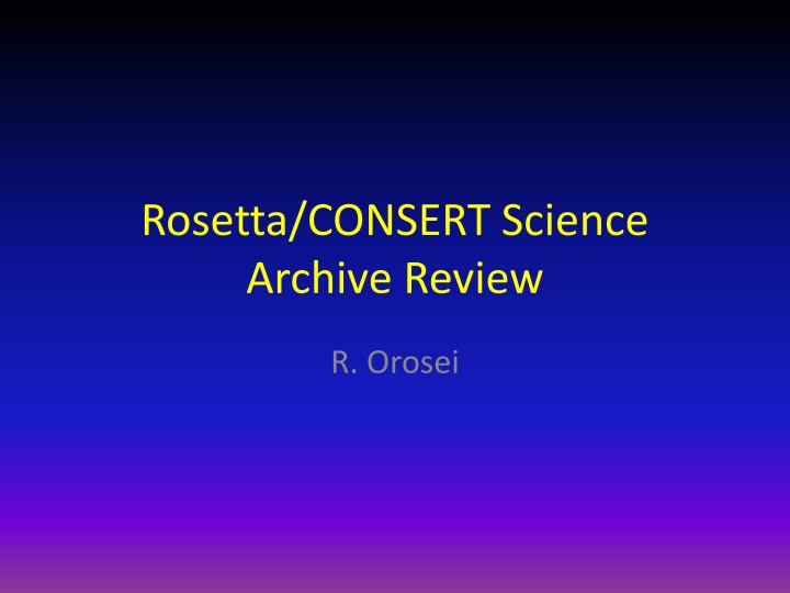 rosetta consert science archive review n.w