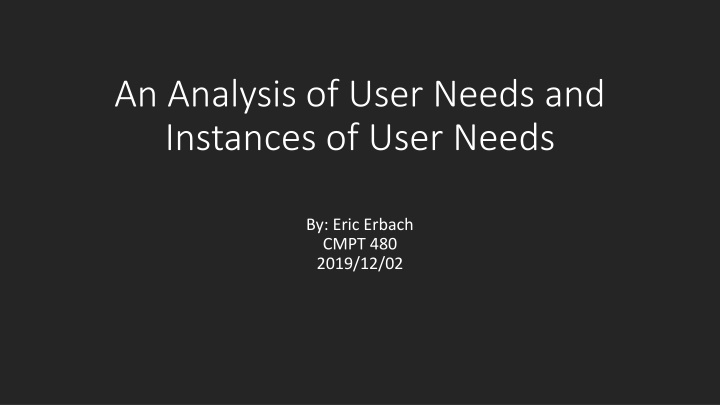 an analysis of user needs and instances of user n.w