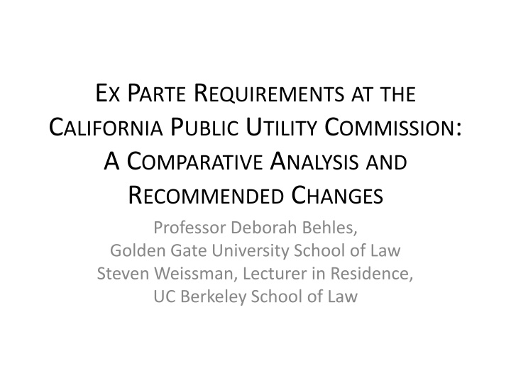 e x p arte r equirements at the c alifornia n.w