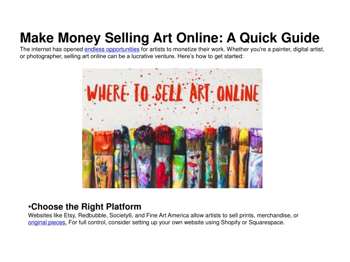 Make Money Selling Art Online A Quick Guide