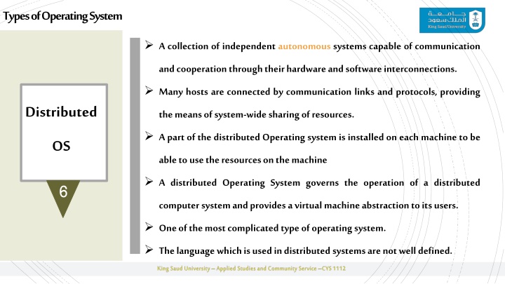 types of operating system n.w