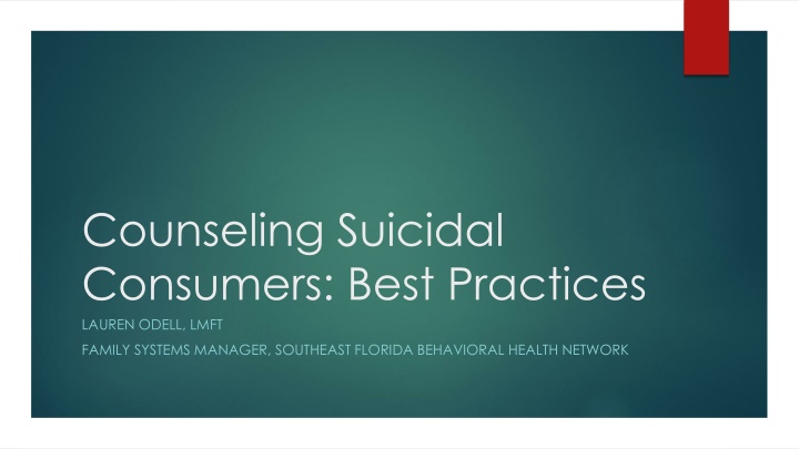 counseling suicidal consumers best practices n.w