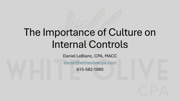 the importance of culture on internal controls n.w