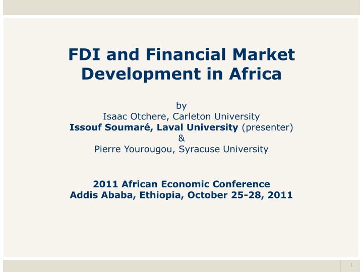 fdi and financial market development in africa n.w